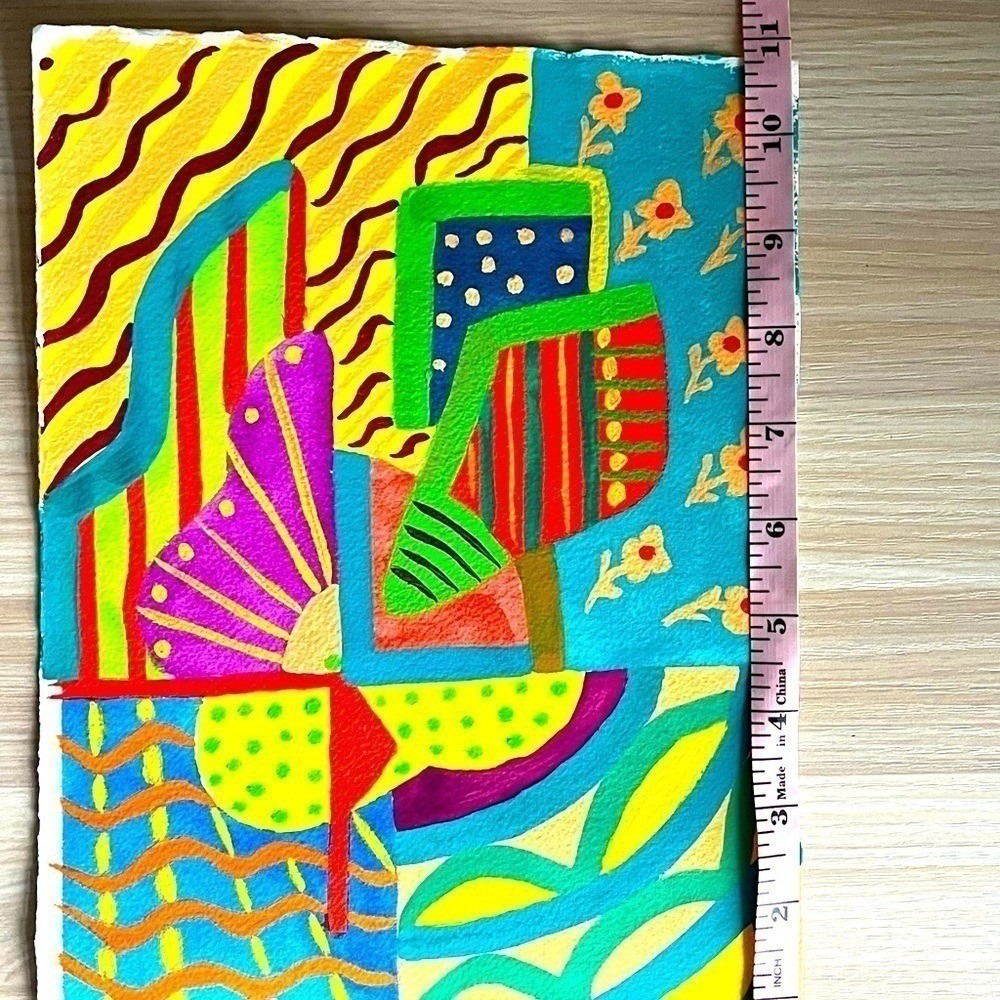 Original Watercolor Painting Colorful Geometric Abstract Modern Contemporary Art - Picture 4 of 4